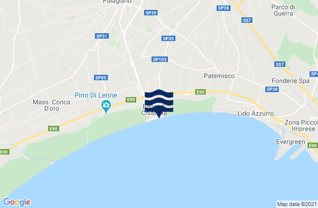 Mappa delle maree di Spiaggia di Chiatona, Italy