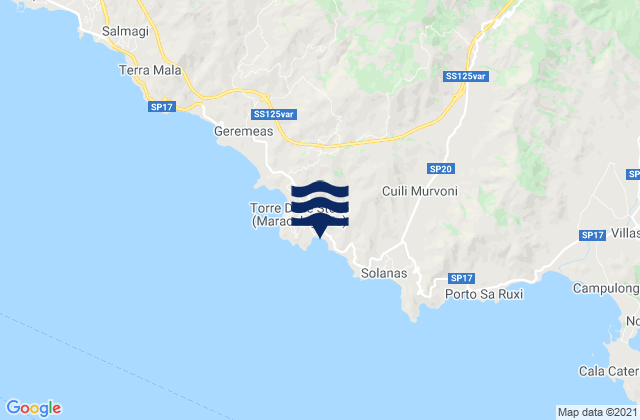 Mappa delle maree di Spiaggia di Genn'e Mari, Italy