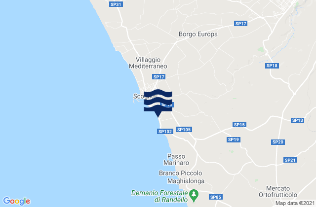 Mappa delle maree di Spiaggia di Kamarina, Italy