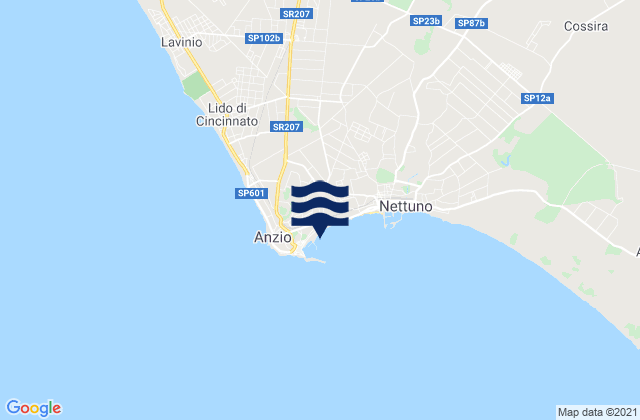 Mappa delle maree di Spiaggia di Lavinio, Italy