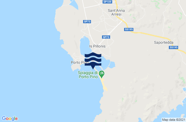 Mappa delle maree di Spiaggia di Porto Pino, Italy