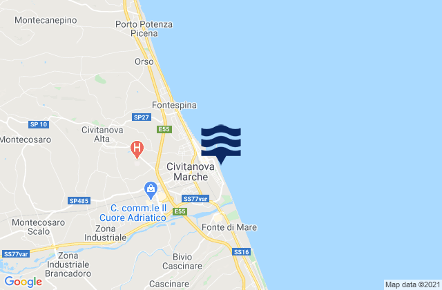 Mappa delle maree di Spiaggia di Portocivitanova, Italy