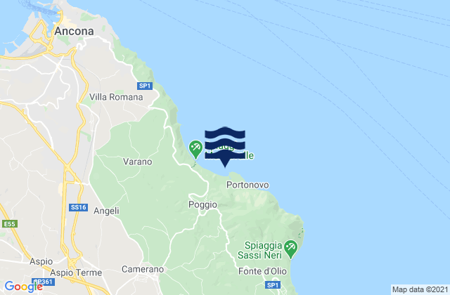Mappa delle maree di Spiaggia di Portonovo, Italy