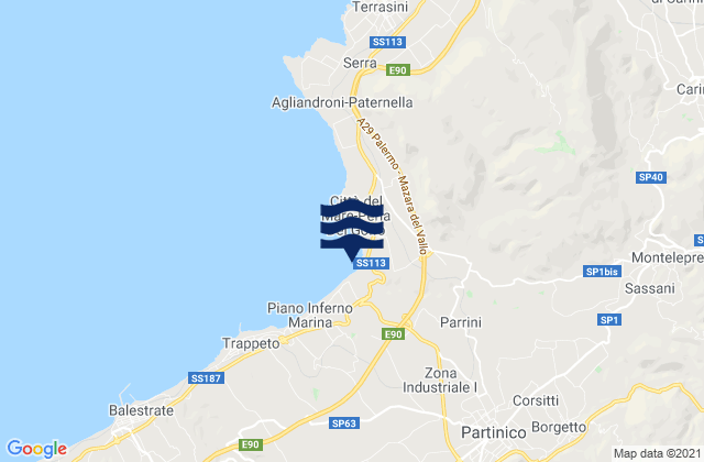 Mappa delle maree di Spiaggia di Salvina, Italy