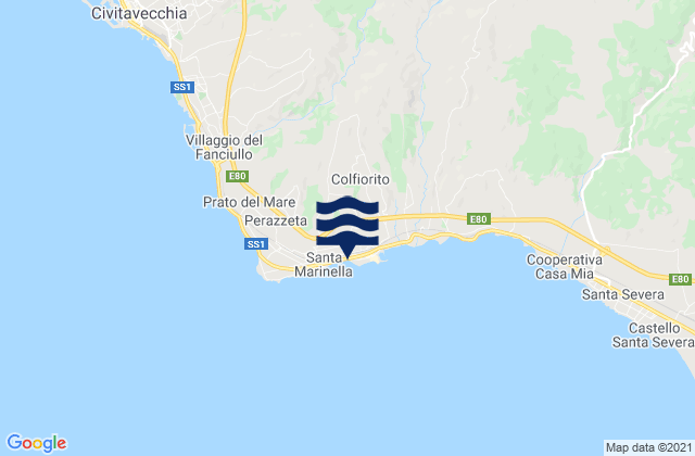Mappa delle maree di Spiaggia di Santa Marinella, Italy