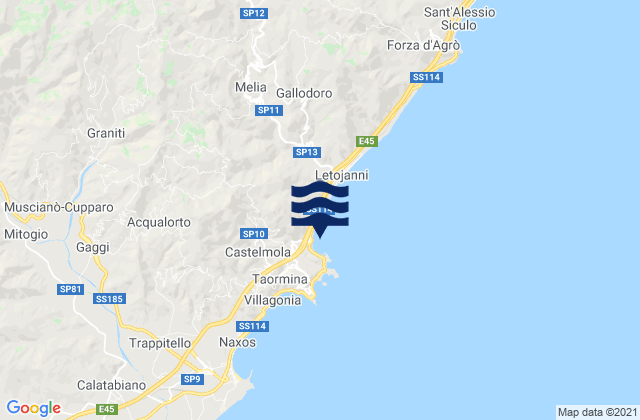 Mappa delle maree di Spiaggia di Spisone, Italy