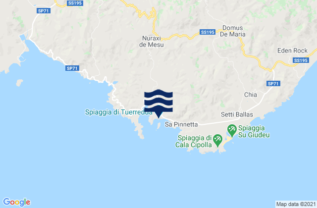 Mappa delle maree di Spiaggia di Tuerredda, Italy