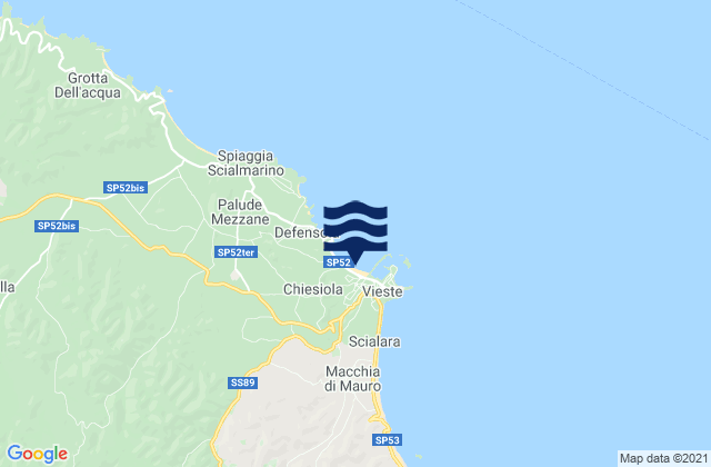 Mappa delle maree di Spiaggia di Vieste, Italy