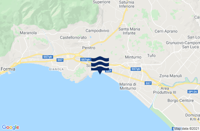 Mappa delle maree di Spigno Saturnia Inferiore, Italy
