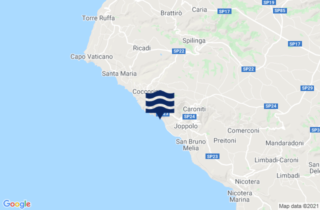 Mappa delle maree di Spilinga, Italy