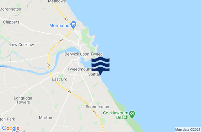 Mappa delle maree di Spittal Beach, United Kingdom