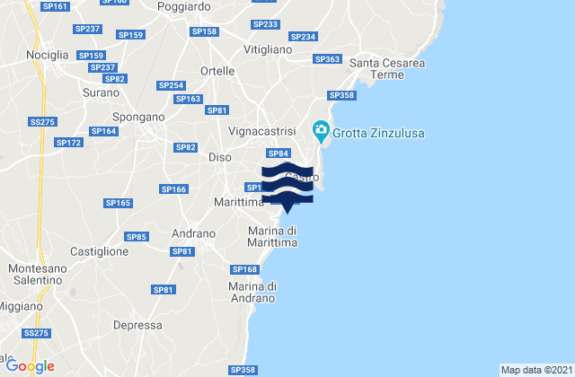 Mappa delle maree di Spongano, Italy