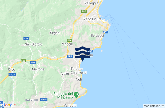 Mappa delle maree di Spotorno, Italy