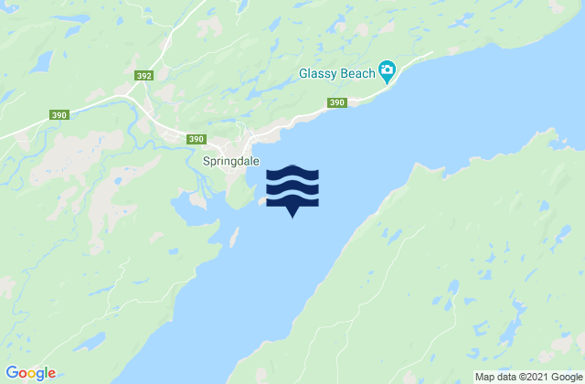Mappa delle maree di Springdale, Canada