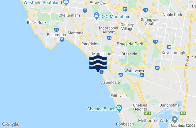 Mappa delle maree di Springvale South, Australia