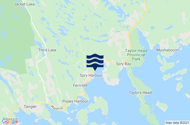 Mappa delle maree di Spry Harbour, Canada