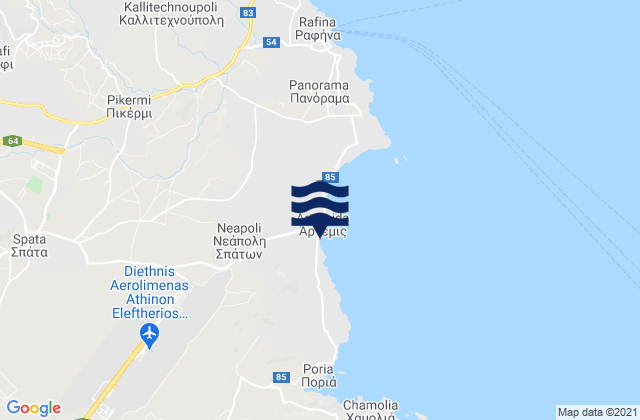 Mappa delle maree di Spáta, Greece