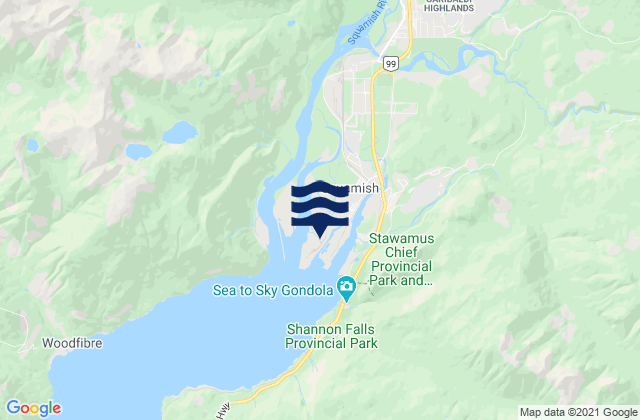 Mappa delle maree di Squamish, Canada