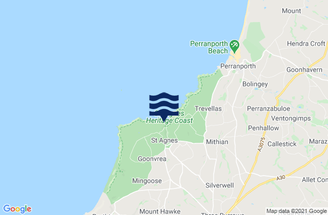 Mappa delle maree di St Agnes, United Kingdom