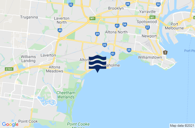 Mappa delle maree di St Albans, Australia