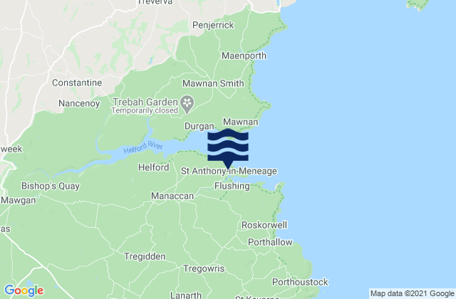 Mappa delle maree di St Anthony In Meneage Beach, United Kingdom