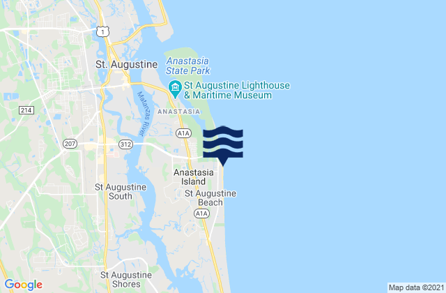 Mappa delle maree di St Augustine Beach Pier, United States