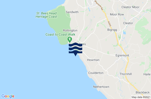 Mappa delle maree di St Bees Beach, United Kingdom