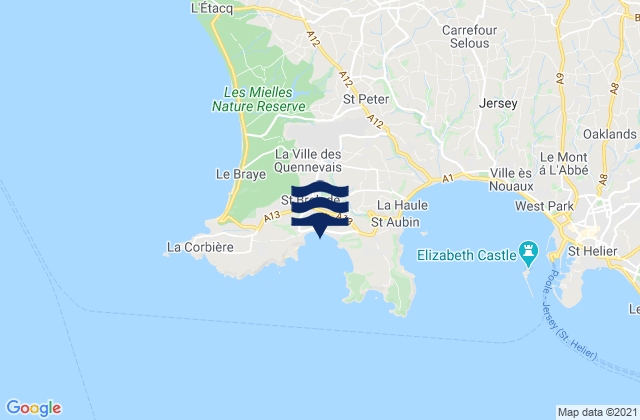 Mappa delle maree di St Brelades Bay Beach, France