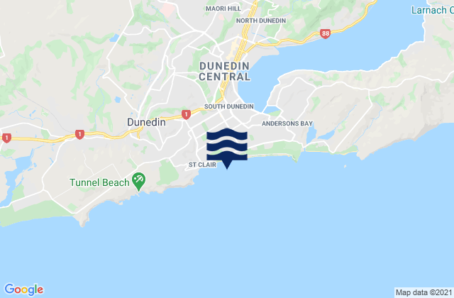 Mappa delle maree di St Clair Beach Dunedin, New Zealand