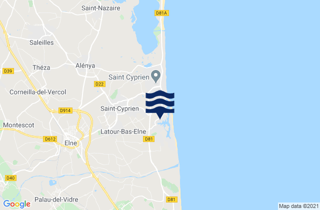 Mappa delle maree di St Cyprien, France