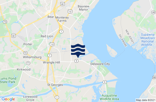 Mappa delle maree di St Georges Delaware, United States