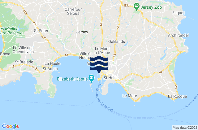 Mappa delle maree di St Helier Jersey Island, France