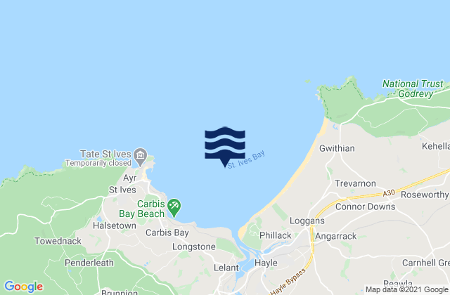 Mappa delle maree di St Ives Bay Beach, United Kingdom