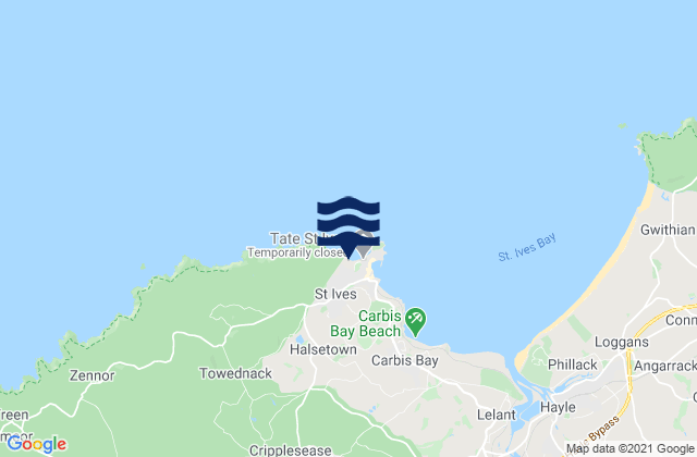 Mappa delle maree di St Ives, United Kingdom