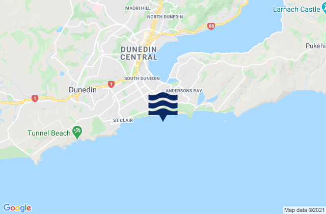 Mappa delle maree di St Kilda Beach Dunedin, New Zealand