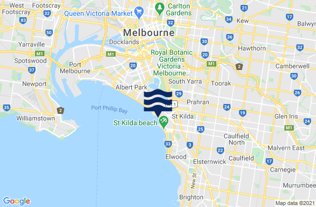 Mappa delle maree di St Kilda West, Australia