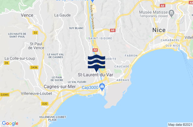 Mappa delle maree di St Laurent du Var, France