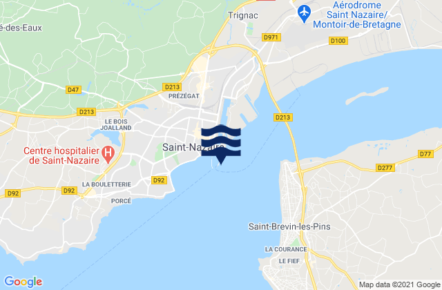 Mappa delle maree di St Nazaire Loire River, France