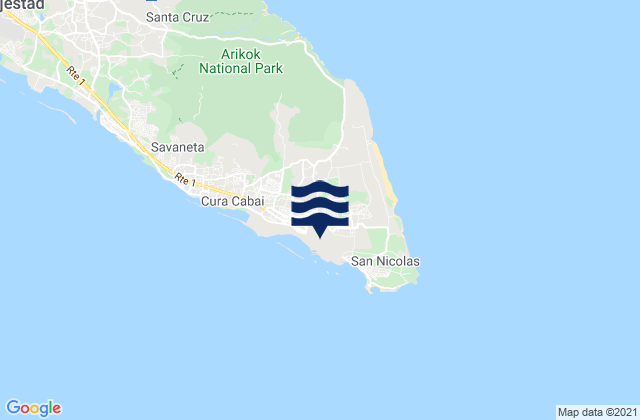 Mappa delle maree di St Nicolaas Bay Aruba, Venezuela