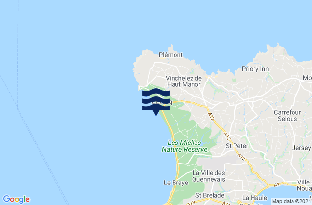 Mappa delle maree di St Ouen Bay Beach, France