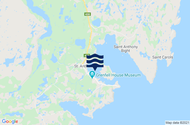 Mappa delle maree di St. Anthony, Canada