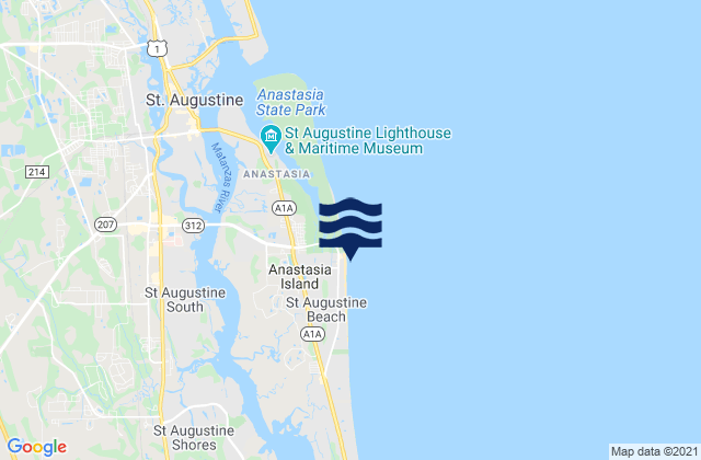 Mappa delle maree di St. Augustine Beach, United States