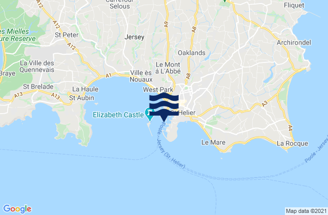 Mappa delle maree di St. Helier, France