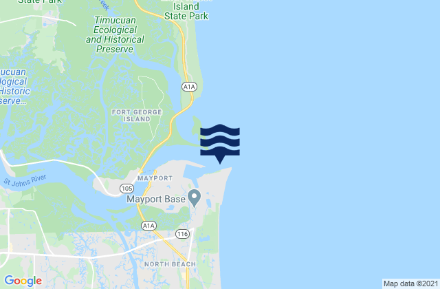 Mappa delle maree di St. Johns Bar Cut 0.7 n.mi. east of jetties, United States