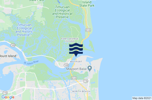 Mappa delle maree di St. Johns River at Bar Pilot Dock, United States