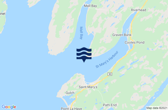 Mappa delle maree di St. Mary's Harbour, Canada
