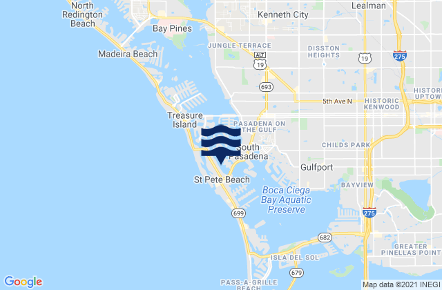 Mappa delle maree di St. Petersburg Beach Causeway, United States