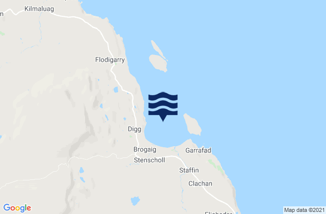 Mappa delle maree di Staffin Bay, United Kingdom