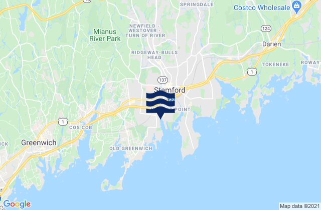 Mappa delle maree di Stamford, United States