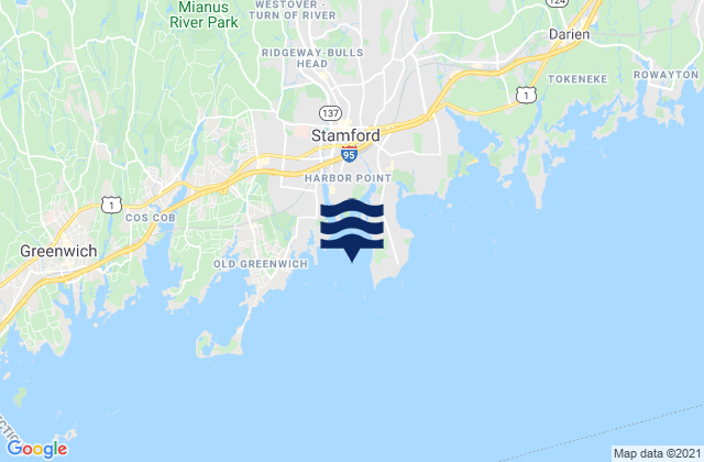 Mappa delle maree di Stamford Harbor, United States